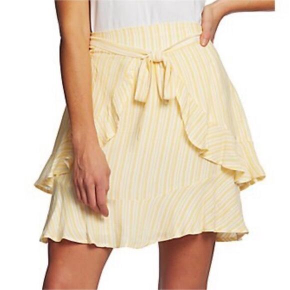 CeCe Yellow Striped Skirt Size 8 - Picture 1 of 8